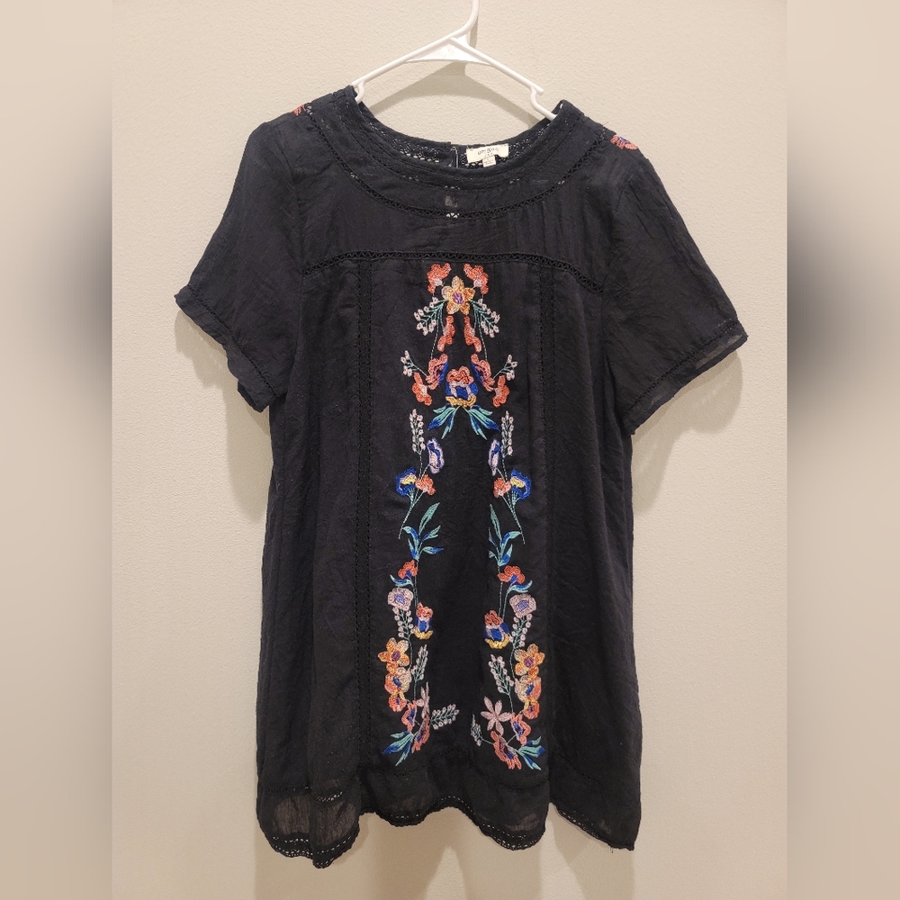 Umgee Black Floral Dress Size L